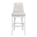 Ellis Swivel Bar Stool with High Back, White with Gray Seat