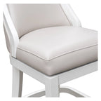 Ellis Swivel Bar Stool with High Back, White with Gray Seat