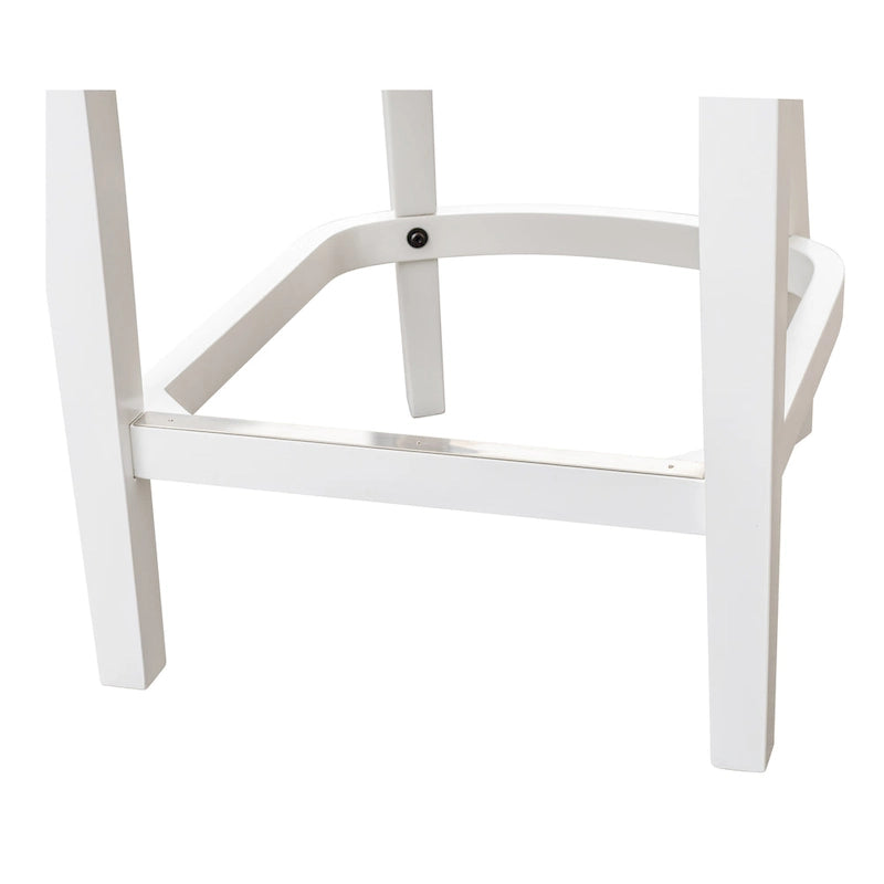 Ellis Swivel Bar Stool with High Back, White with Gray Seat