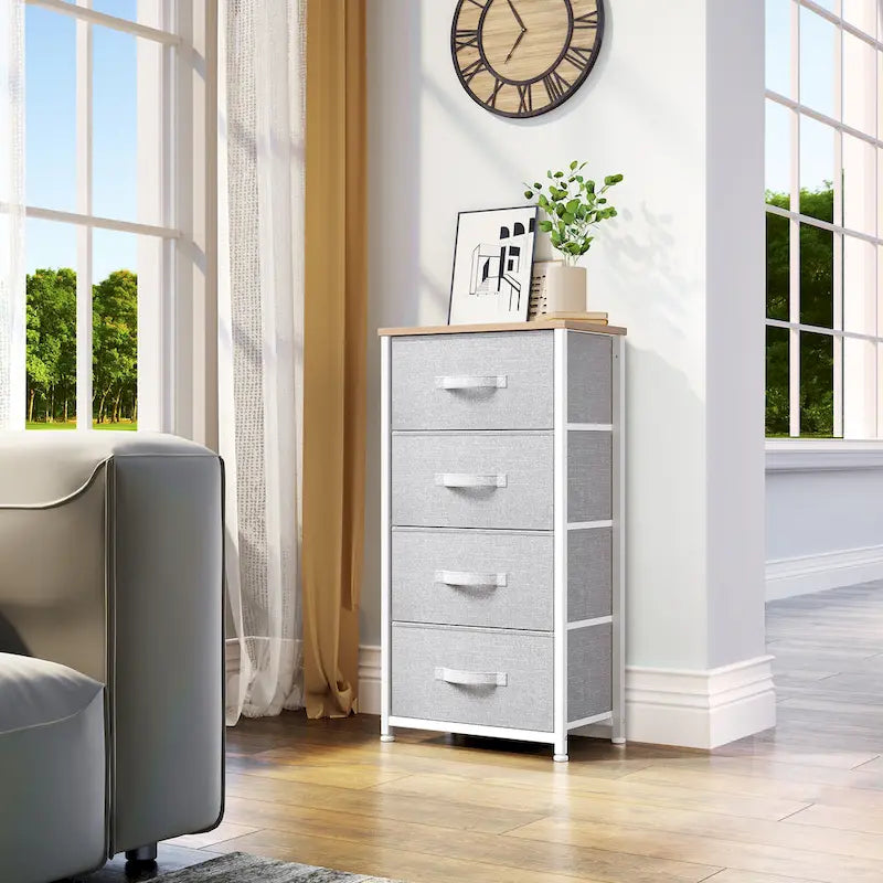 Modern Wide Dresser Storage Tower with 4 Drawers
