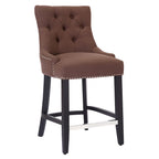Carter 24 Upholstered Button Tufted Counter Stool, Black Legs
