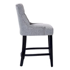 Carter 24 Upholstered Button Tufted Counter Stool, Black Legs