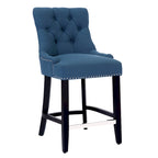 Carter 24 Upholstered Button Tufted Counter Stool, Black Legs