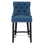 Carter 24 Upholstered Button Tufted Counter Stool, Black Legs