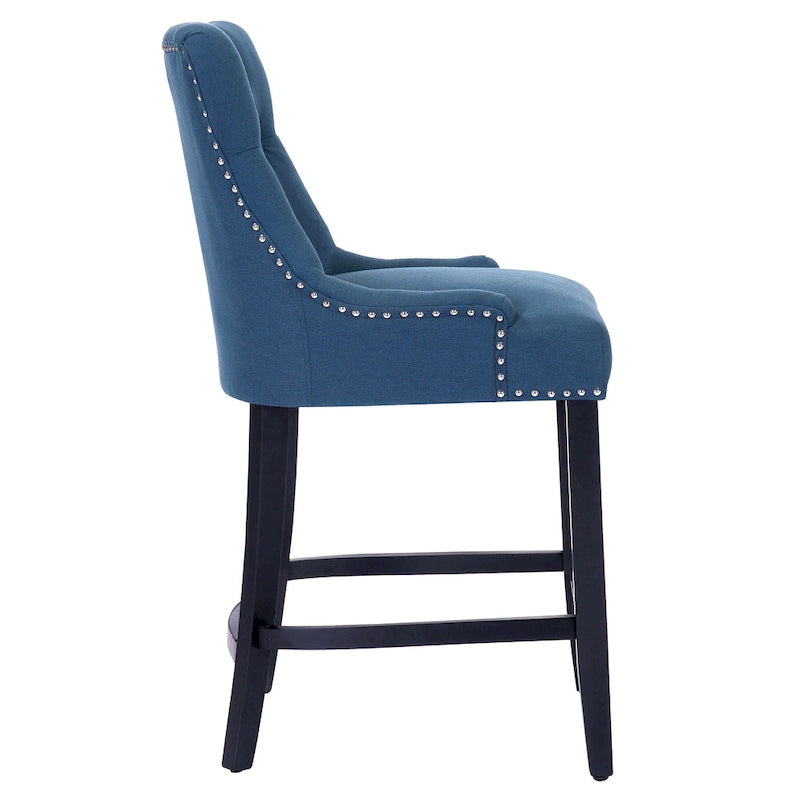 Carter 24 Upholstered Button Tufted Counter Stool, Black Legs