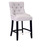 Carter 24 Upholstered Button Tufted Counter Stool, Black Legs