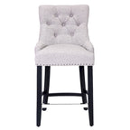 Carter 24 Upholstered Button Tufted Counter Stool, Black Legs