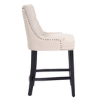 Carter 24 Upholstered Button Tufted Counter Stool, Black Legs
