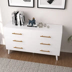 Wood 6 Drawer Double Dresser, Chest Of Drawers Cabinet, TV Stand for Bedroom, Livingroom and Enterway