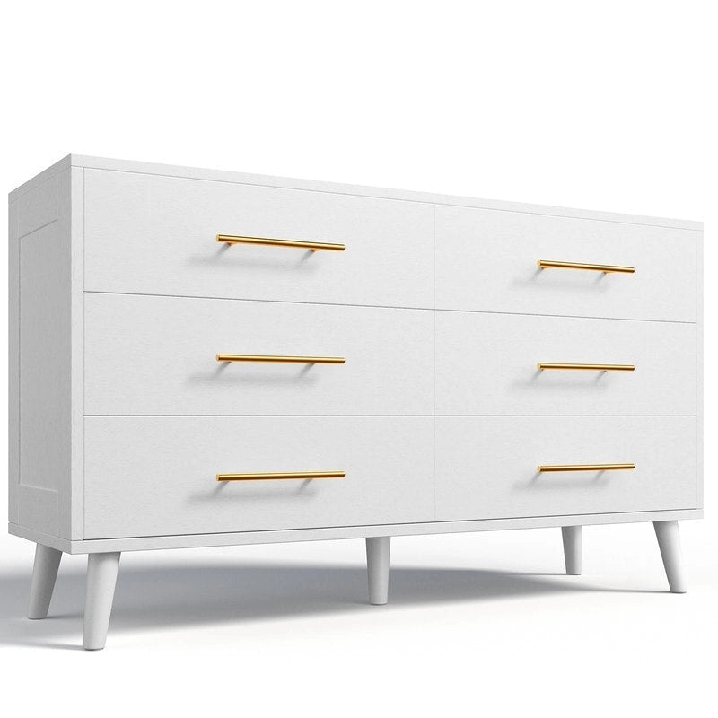 Wood 6 Drawer Double Dresser, Chest Of Drawers Cabinet, TV Stand for Bedroom, Livingroom and Enterway