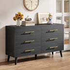 Wood 6 Drawer Double Dresser, Chest Of Drawers Cabinet, TV Stand for Bedroom, Livingroom and Enterway