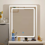 4-Drawer Makeup Organizer Vanity Table Set with LED-lit Mirror Dresser