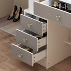 4-Drawer Makeup Organizer Vanity Table Set with LED-lit Mirror Dresser