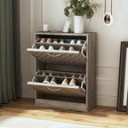 FUFU&GAGA Freestanding 2 Flip Drawers Shoe Cabinet Storage Organizer