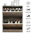 FUFU&GAGA Freestanding 2 Flip Drawers Shoe Cabinet Storage Organizer