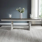 Abbey Park Weathered Brown & Antique White Trestle Table