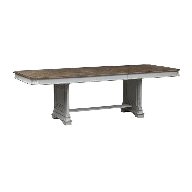 Abbey Park Weathered Brown & Antique White Trestle Table
