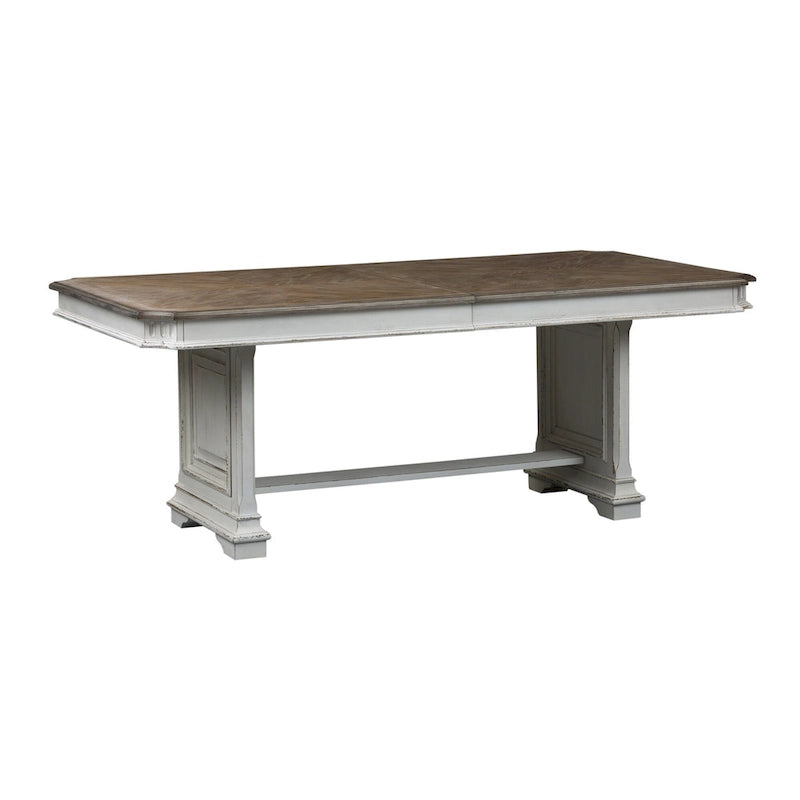 Abbey Park Weathered Brown & Antique White Trestle Table