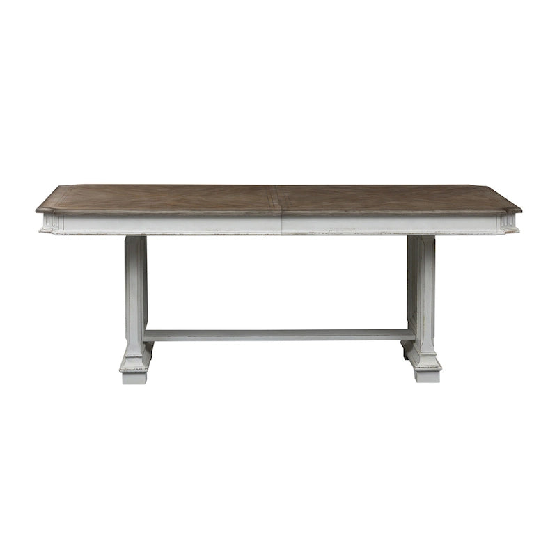 Abbey Park Weathered Brown & Antique White Trestle Table