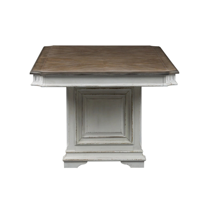 Abbey Park Weathered Brown & Antique White Trestle Table