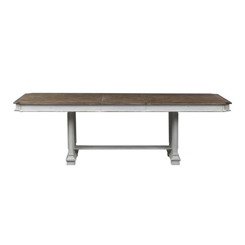 Abbey Park Weathered Brown & Antique White Trestle Table