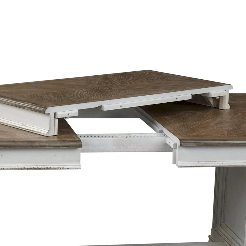 Abbey Park Weathered Brown & Antique White Trestle Table