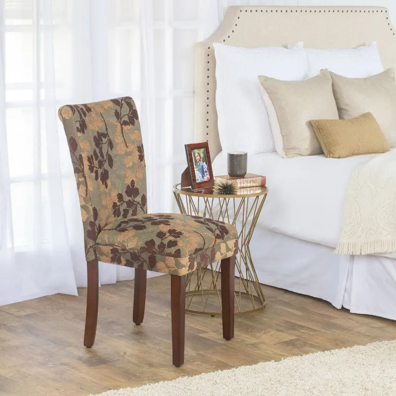 HomePop Classic Textured Sage Floral Chenille Dining Chair