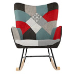 Patchwork Rocking Chair Upholstered Recliner Comfy Accent Chair