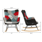 Patchwork Rocking Chair Upholstered Recliner Comfy Accent Chair