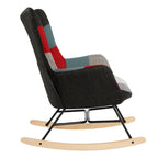 Patchwork Rocking Chair Upholstered Recliner Comfy Accent Chair