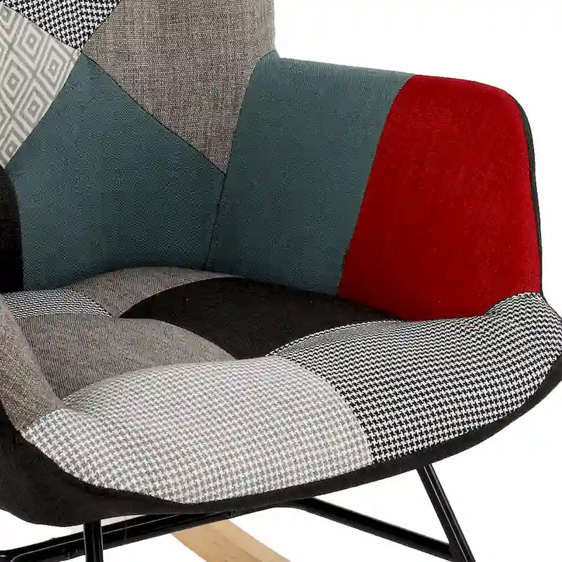 Patchwork Rocking Chair Upholstered Recliner Comfy Accent Chair