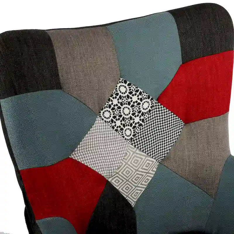 Patchwork Rocking Chair Upholstered Recliner Comfy Accent Chair