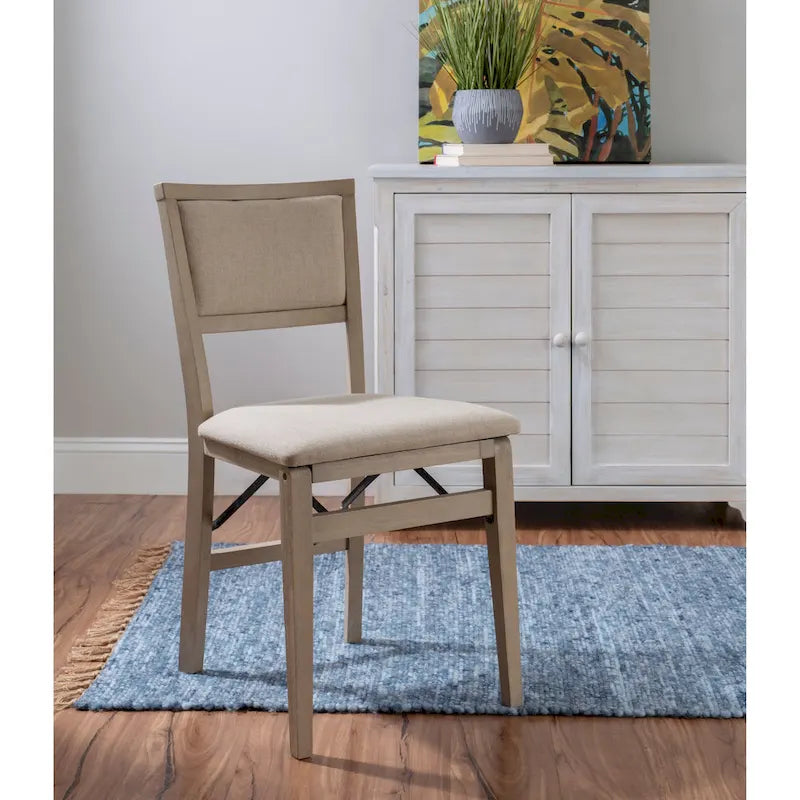 Ciara Wooden Grey Wash Folding Side Dining Chair (Set of 2)