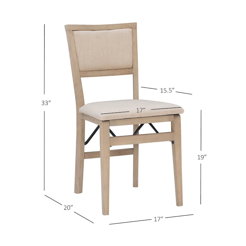 Ciara Wooden Grey Wash Folding Side Dining Chair (Set of 2)