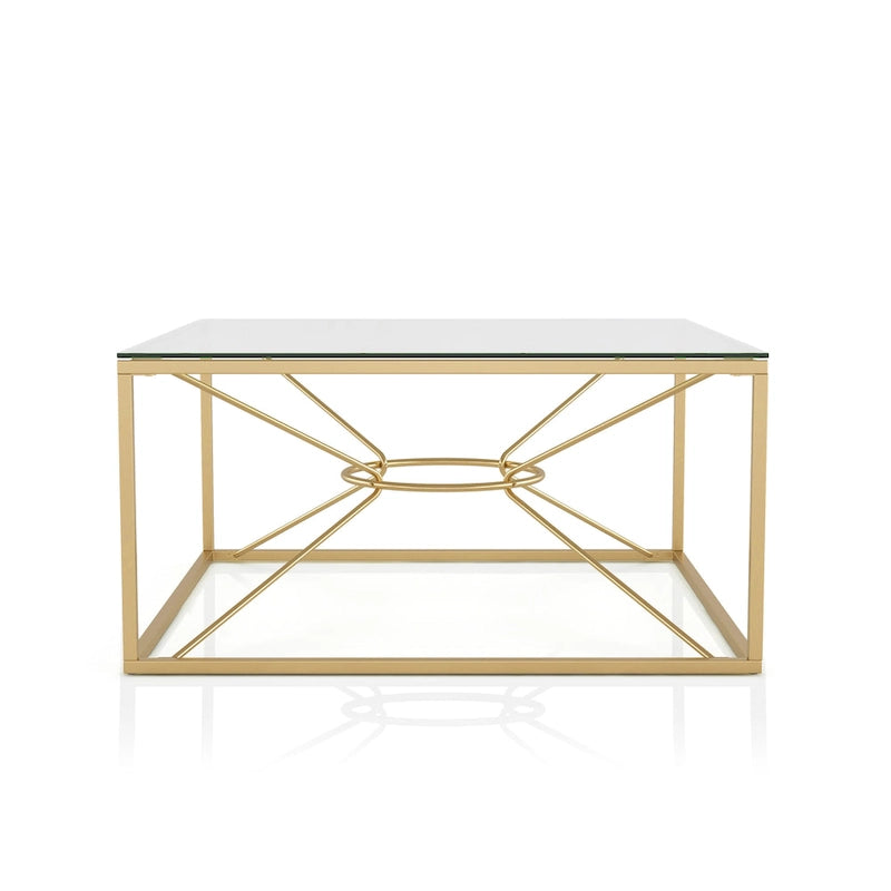 Taylan Glam Gold Coated 35-inch Steel and Glass Coffee Table by Furniture of America