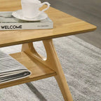 Roundhill Furniture Arona Mid-Century Modern Wood End Table with Shelf