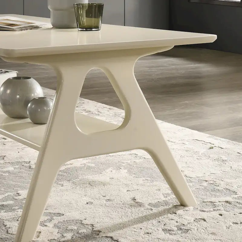 Roundhill Furniture Arona Mid-Century Modern Wood End Table with Shelf