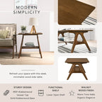 Roundhill Furniture Arona Mid-Century Modern Wood End Table with Shelf