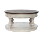 Morgan Creek Antique White and Tobacco Round Cocktail Table