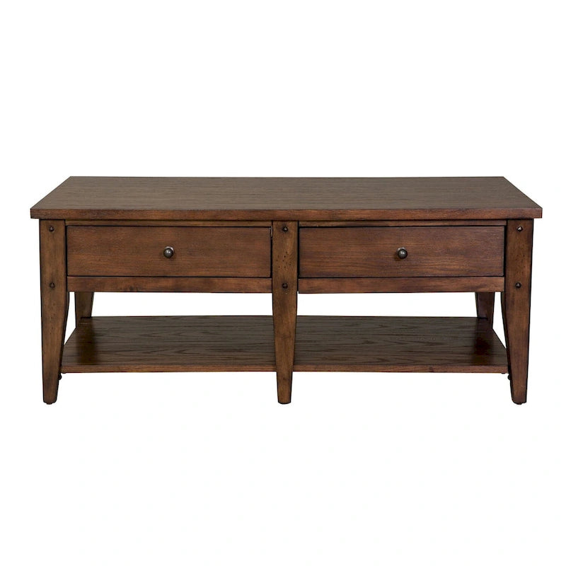 Liberty Furniture Lake House Cocktail Table Rustic Brown Oak