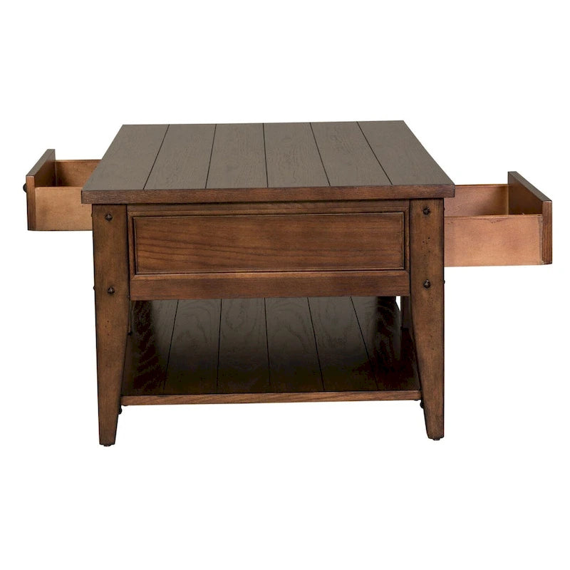 Liberty Furniture Lake House Cocktail Table Rustic Brown Oak