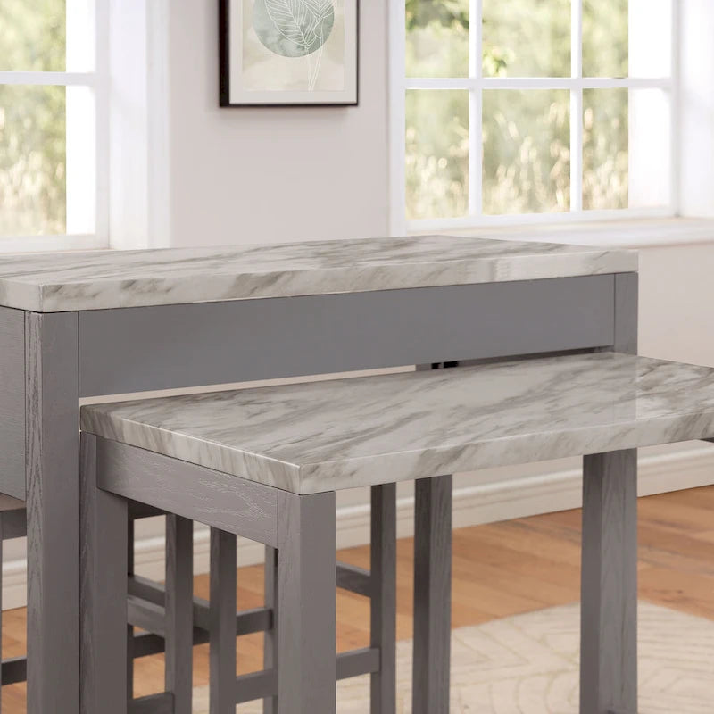 Furniture of America Delware Farmhouse Grey 39-inch Wood Counter Height Dining Table