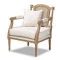 Clemence French Provincial Fabric Upholstered Wood Armchair