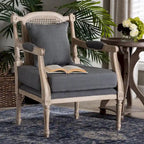 Clemence French Provincial Fabric Upholstered Wood Armchair