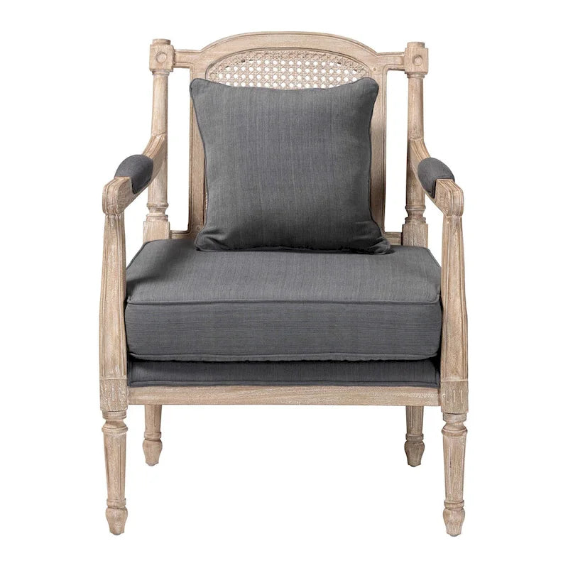 Clemence French Provincial Fabric Upholstered Wood Armchair