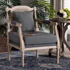 Clemence French Provincial Fabric Upholstered Wood Armchair