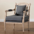 Clemence French Provincial Fabric Upholstered Wood Armchair