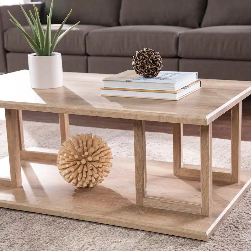 SEI Furniture Transitional Natural Wood Square Coffee Table