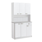 HOMCOM 71 Freestanding Kitchen Buffet Hutch Cupboard with 6 Doors, 3 Adjustable Shelves, and 1 Drawer, White