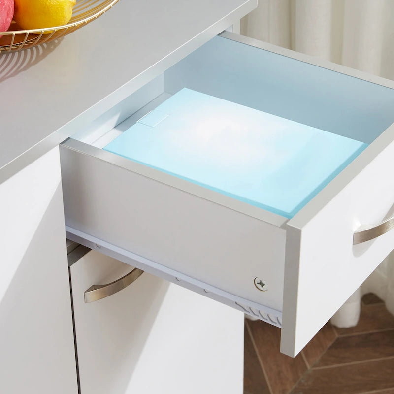 HOMCOM 71 Freestanding Kitchen Buffet Hutch Cupboard with 6 Doors, 3 Adjustable Shelves, and 1 Drawer, White